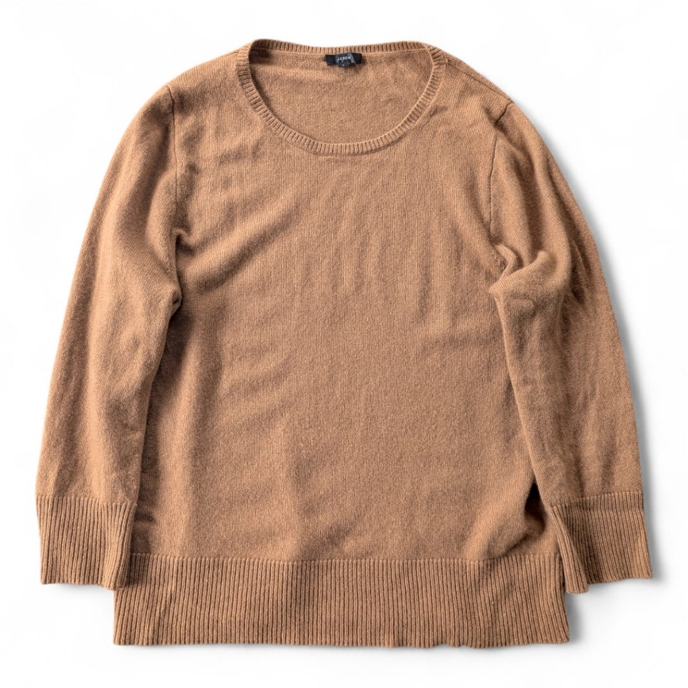 J.Crew Cashmere Wool‎ Recycled Blend Sweater Camel Tan Cozy Oversized L - Picture 7 of 12